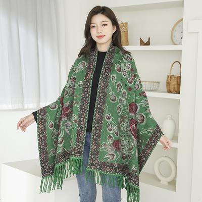 Ethnischer Stil Schal mit dekorativem Wolle Kaschmir Schal für Damen Winter High End Neu Jacquard Imitation Kaschmir Schal