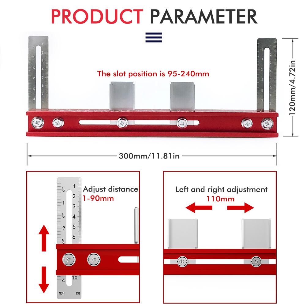Aluminium Alloy Punching Positioning Ruler for Wardrobe Boom Installation Carpentry Drilling Locator Suspension Rod Install Tool