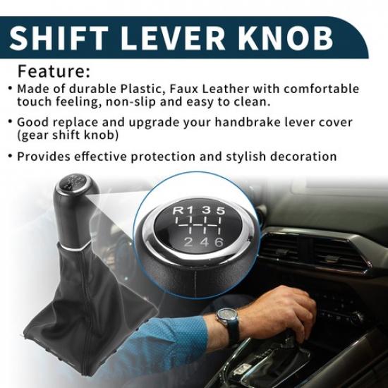 6 Speed Gear Shifter Knob with Cover for Opel Corsa 2007-2014 Faux Leather