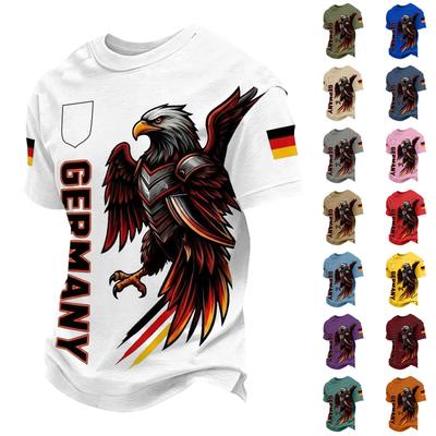 Men's Casual Raglan Sleeve T-Shirt with Germany Themed Graphic Print Lightweight Short Sleeve Top for Everyday Wear