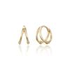 14k Double Line One-Touch Ring Earrings