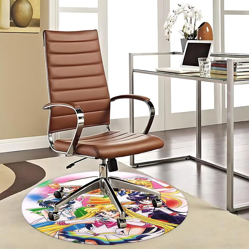 

1pc Sailor Moon Anime Round Carpet - Office Chair Mat, Non-Slip Rug for Home Decor, Living Room, Bedroom, Game Room, Dormitory, Birthday Gift, Seasona 80cm by 80cm