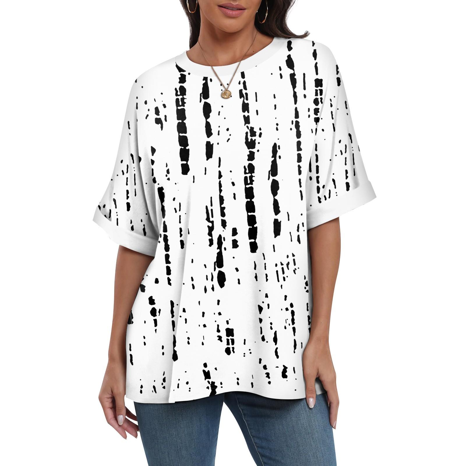 

Жіноча вільна футболка з принтом і круглим вирізом, довжиною до плечей і короткими рукавами XL білий