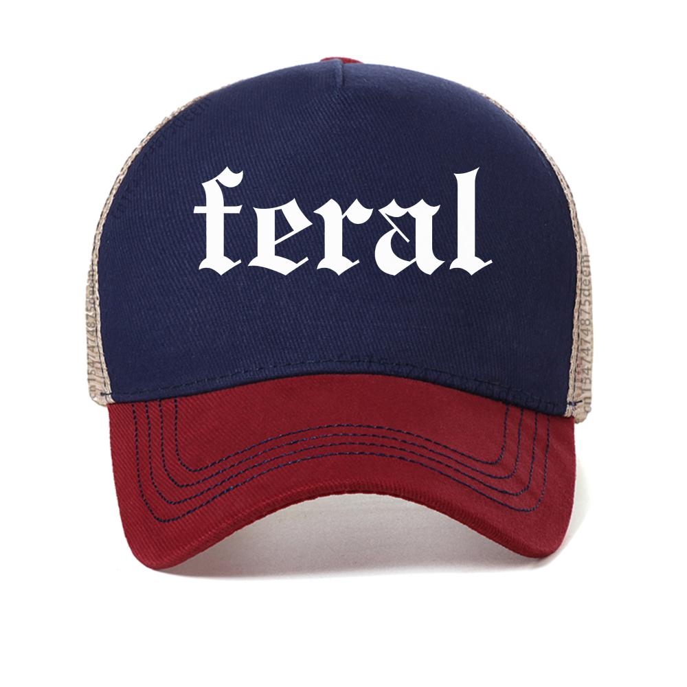 

Feral baseball cap Unisex Funny Graphic print caps fashion Casual Streetwear mesh cool Snapback hats outdoor sun trucker hat Adjustable
