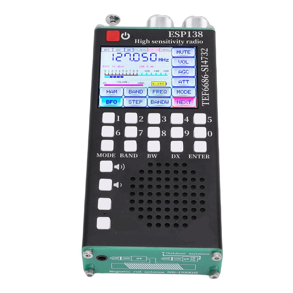 Full Band Radio FM LW MW SW Air SSB Band Dual Systems 2.4 Inch IPS Touchscreen Handheld Bluetooth Radio
