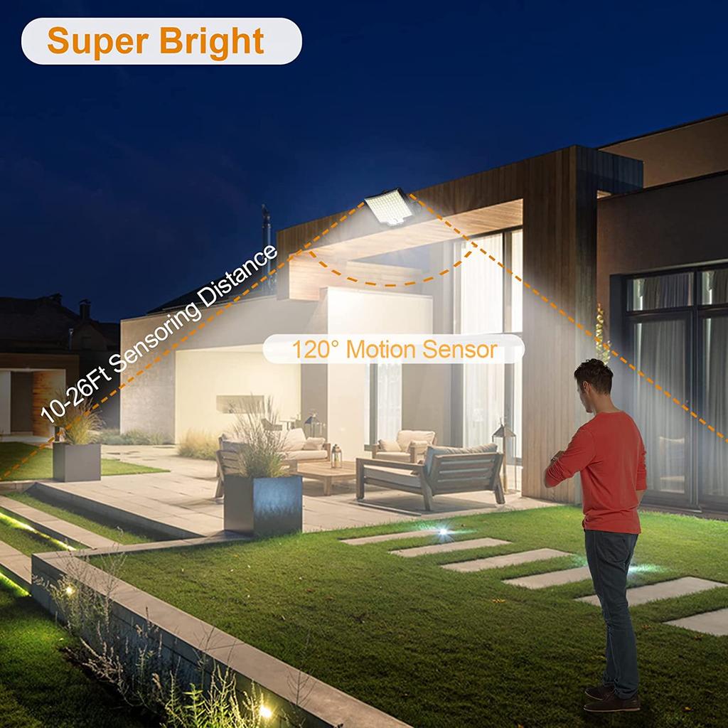 106 LED Solar Light Outdoor Waterproof With Motion Sensor Floodlight Remote Control 4 Modes For Patio Garage Backyard