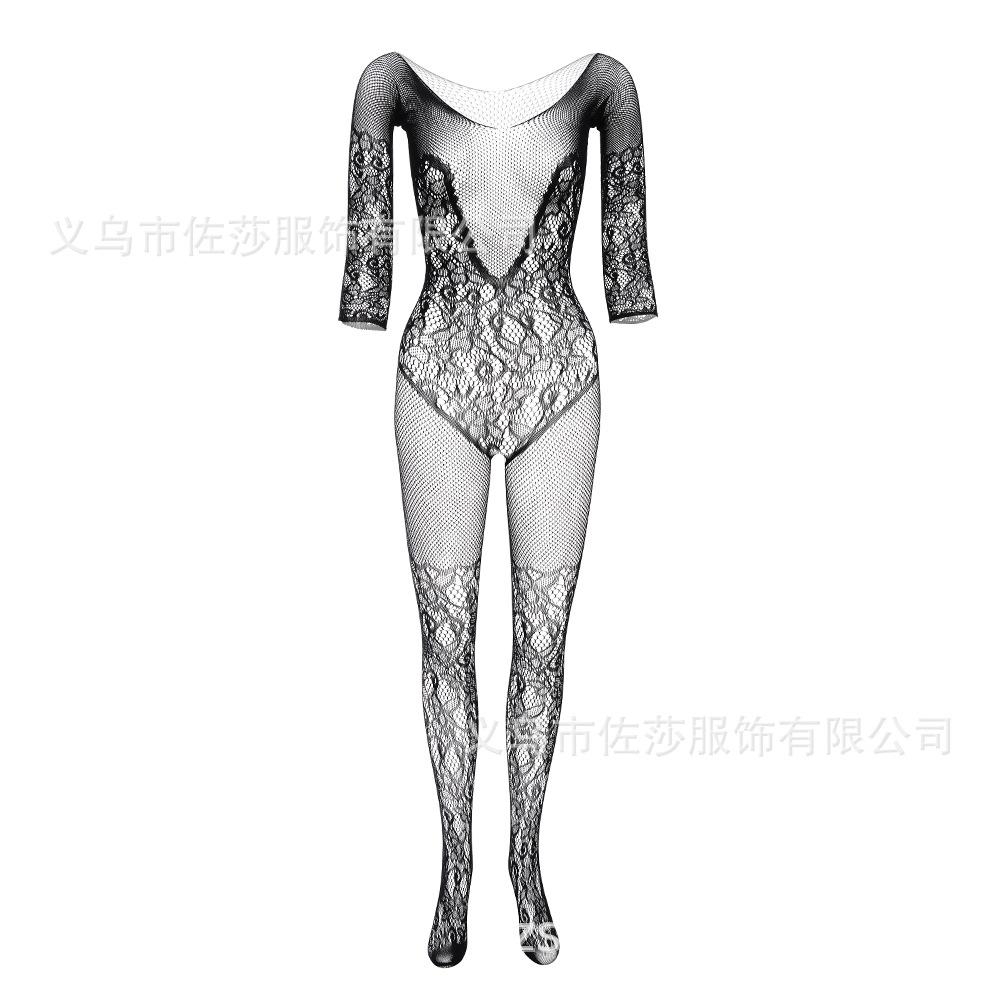 Sex Underwear Large Size, Women's Transparent Mesh One-piece Long-sleeved Crew Neck Mesh One-piece Stockings