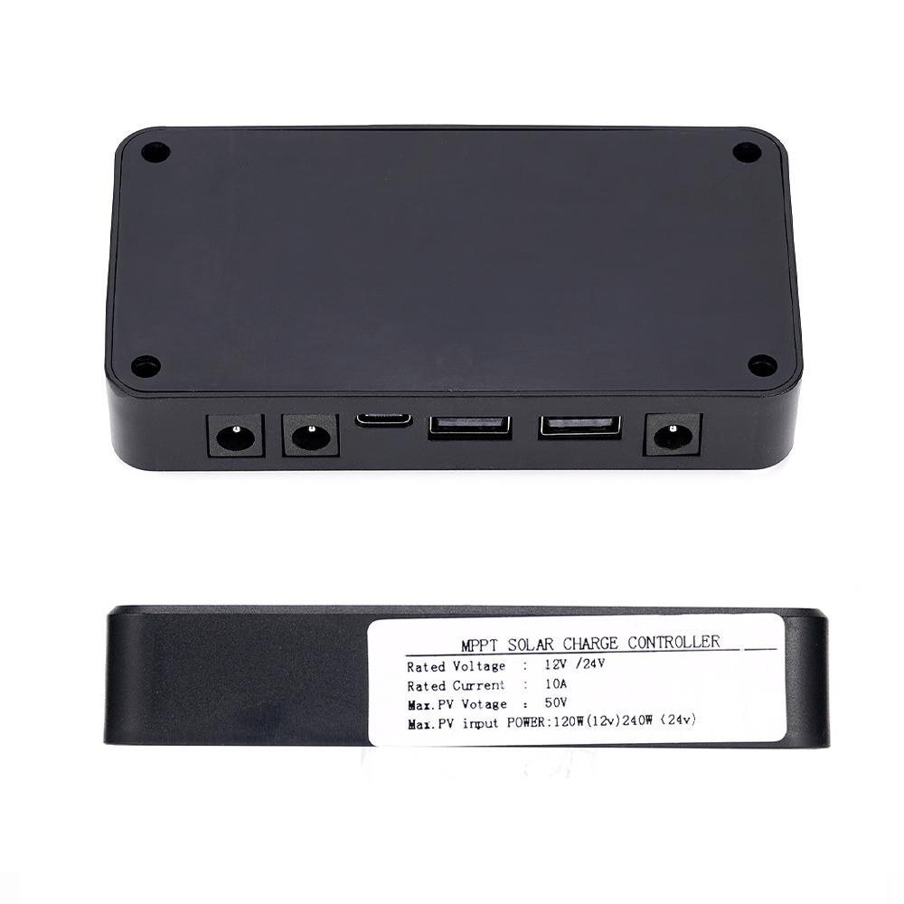 10A MPPT Photovoltaic Home Solar Panel Controller LCD Display Dual USB Solar Charge Controller 12V/24V Output Solar System