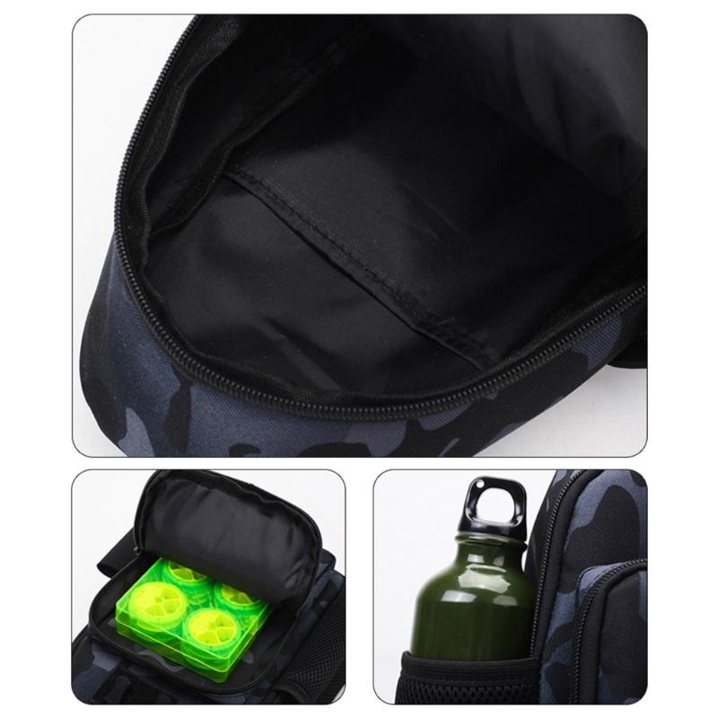 Fishing Tackle Storage Shoulder Bag Outdoor Fishing Shoulder Pack Comfortable Fishing Gear Carrying Bag with Rod Stand