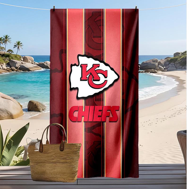 Kansas City Chiefs Print Beach Towel Soft Portable Quick?dry Towel For Pool Summer Vacation Outdoor Sport