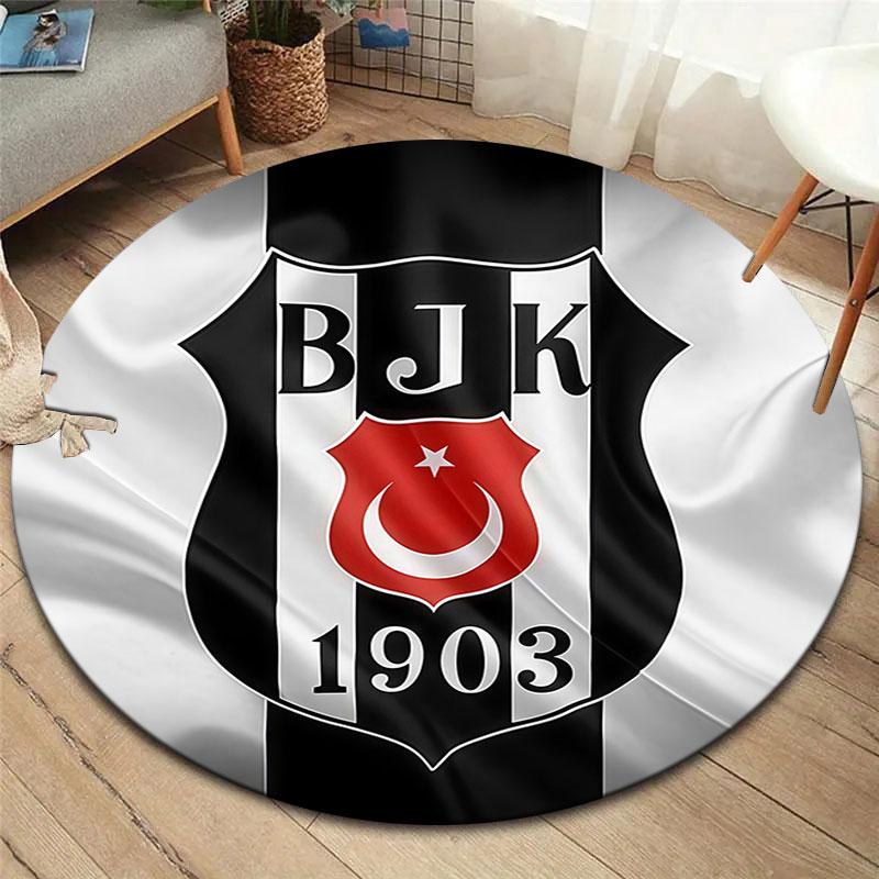 Besiktas Gymnastics Club Round Area Rug,Carpet Rug for Living Room Bedroom Sofa Playroom Decor,Non-slip Floor Mat