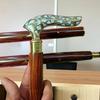 Floral Brass Handle Walking Cane Handmade Wooden Stick  Home Decor Birthday Gift