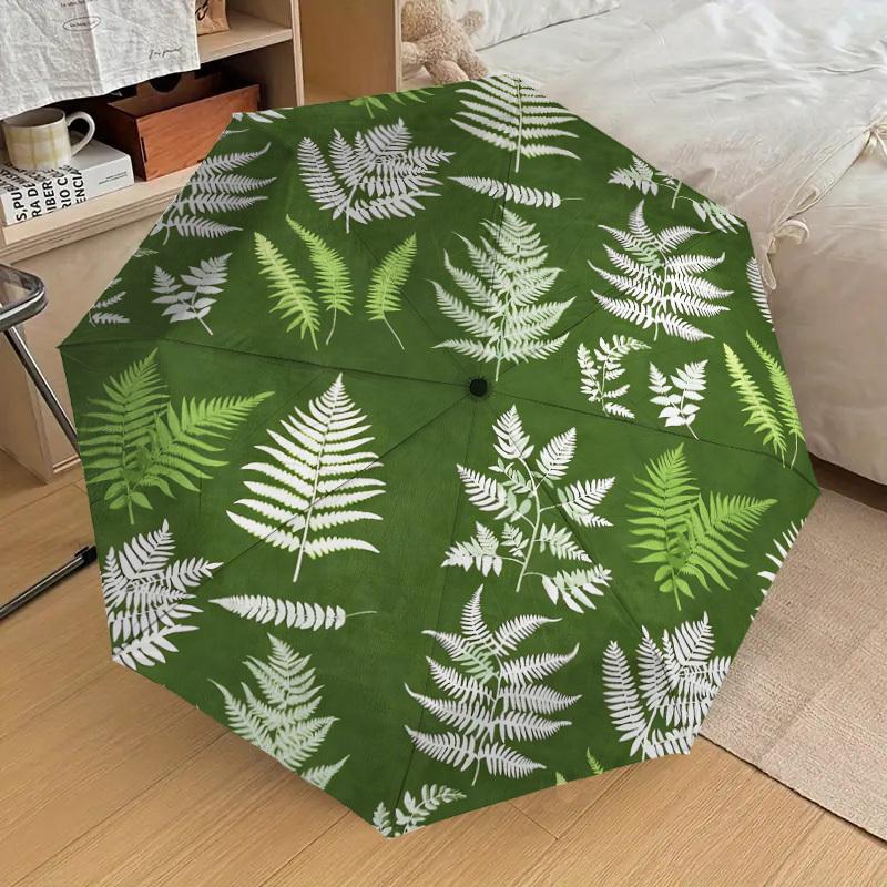 1pc Fern Leaves Pattern Pattern Umbrella Design Automatic Opening and Closing Umbrella, High-quality Travel Umbrella,  C1128060