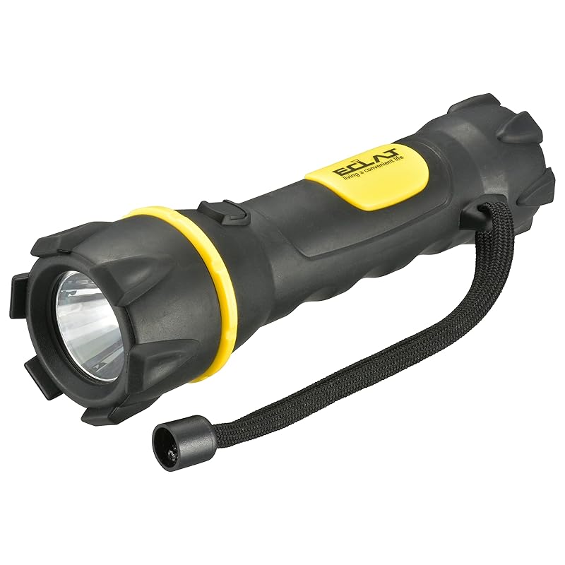 

Ohm Electric flashlight handy light LED rubber light Impact resistance/IPX4 120 lumens ECLAT Comes with batteries 2 AA batteries included black/yellow
