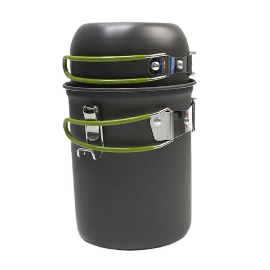 3Pcs/Set Camping Pots with Storage Bag Foldable Handles Aluminum Alloy Compact Backpacking Pot Non-Stick Surface Hiking Pot Set