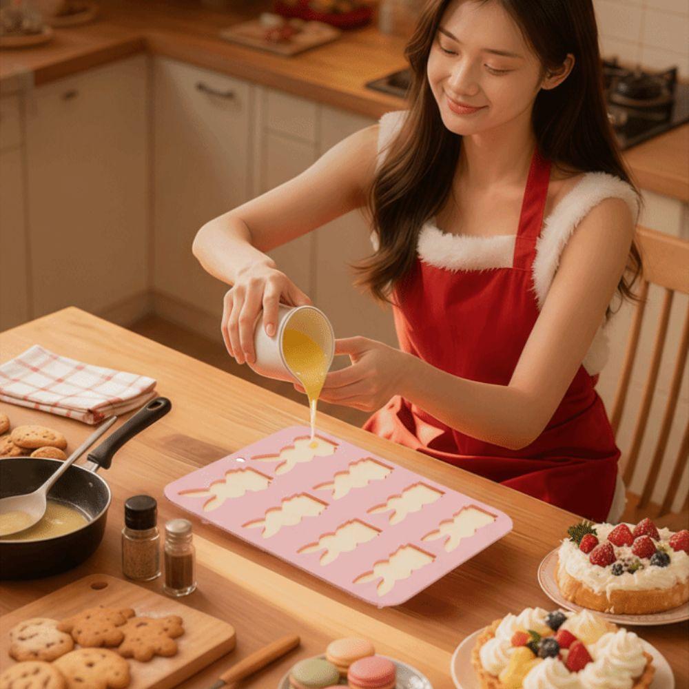 Non-Stick Bunny Muffin Pan Food Grade Silicone Chocolate Molds Cute Easter Bunny Molds  DIY Crafts