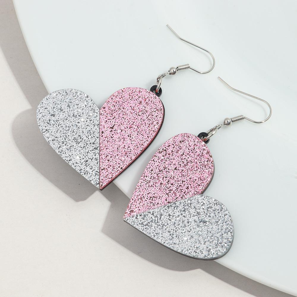 New Valentine's Day Heart Acrylic Earring for Women Creative Gold Powder Dual Color Love-Shape Drop Earrings Trendy Jewelry Gift