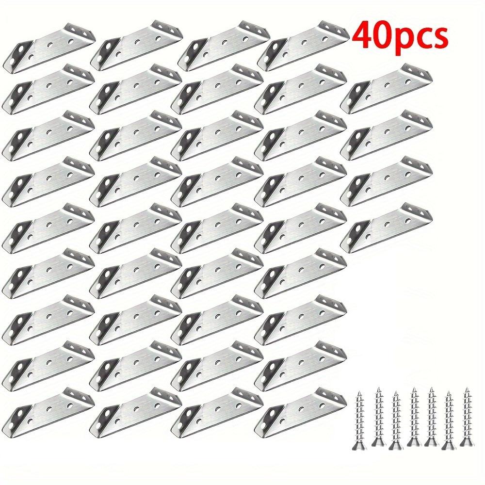 10/20/40pcs Heavy Duty Stainless Steel Corner Brace 90 Degree Angle Bracket for Furniture Wood Frame Reinforcement Silver