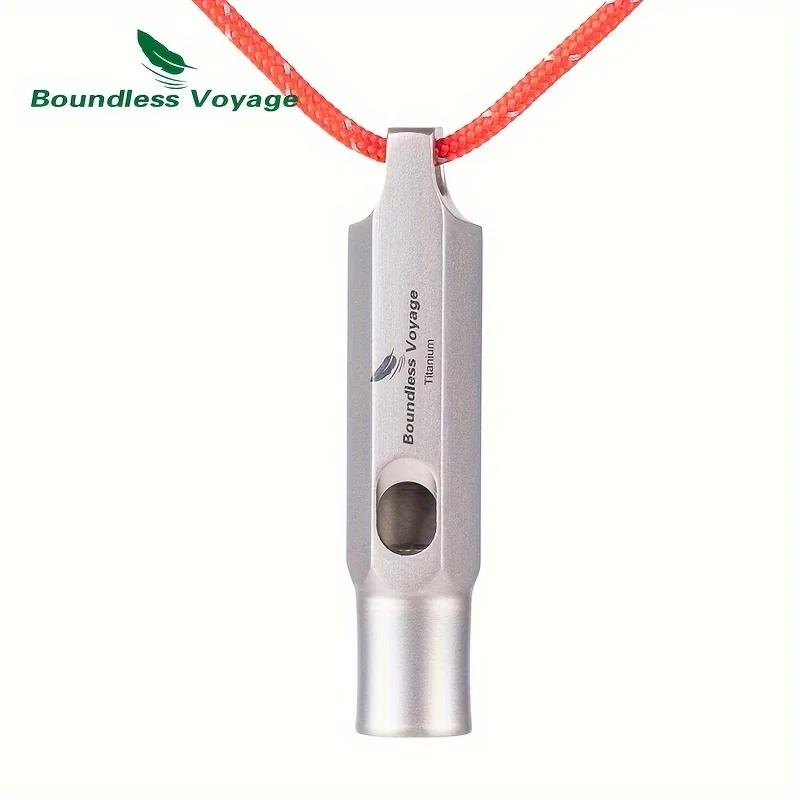1pc Pure Titanium Outdoor Survival Whistle - Loud and Clear, Boundless Voyage Camping Rescue Whistle with Lanyard
