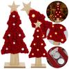 Glowing Wooden Christmas Tree Ornament Decoration Wooden Illuminated 7 LEDs 40cm