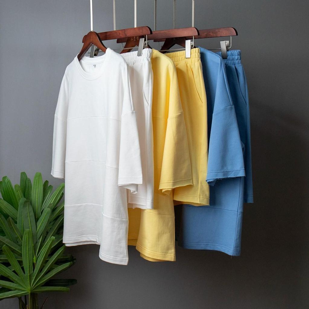 Women's Two-piece Half Sleeve Shirt High Waist Drawstring Shorts Large Size Set Fashion Suits