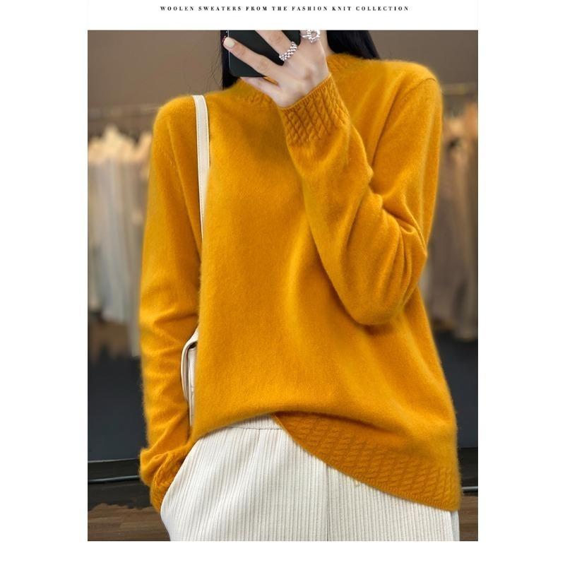 Fashion Long Sleeve Loose Knitted Sweater for Women Half High Collar Base Autumn Winter Pullovers Sweaters Women Casual Solid Ladies Knitwears 2374