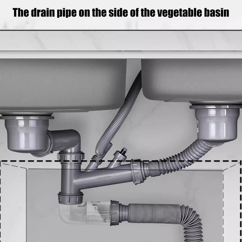 Set di Accessori Drenanti Robusti Comprensivo di Lavelli Singoli Doppi Assemblaggio Tubo di Scarico per Uso in Cucine Moderne