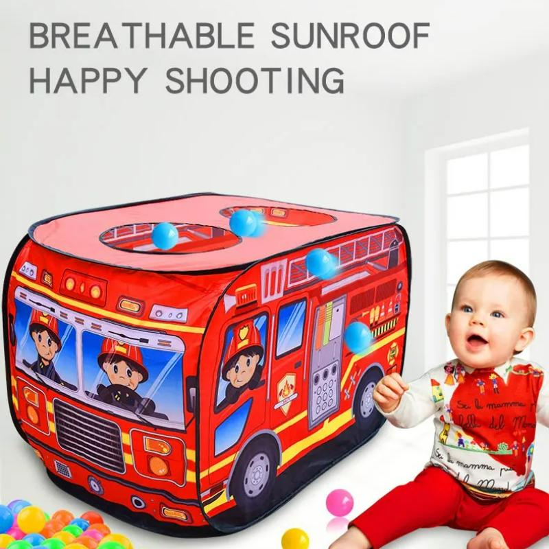 Kids Children Tent Popup Play Tent Toy Garden Lawn Foldable Playhouse Fire Truck Game House Bus Tent Indoor Outdoor Game