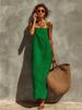Rochie Maxi de Vară Casual Largă, Monocromă, cu Bretele Subțiri, pentru Femei