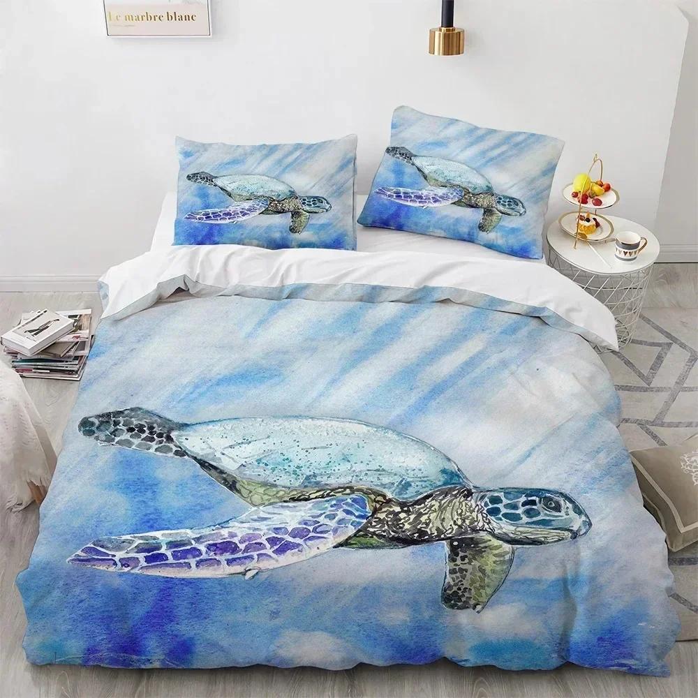 3D Sea Turtle Beddings Set Psychedelic Animal Duvet Cover Comforter Covers Single Twin Full Queen King Polyester Quilt Cover
