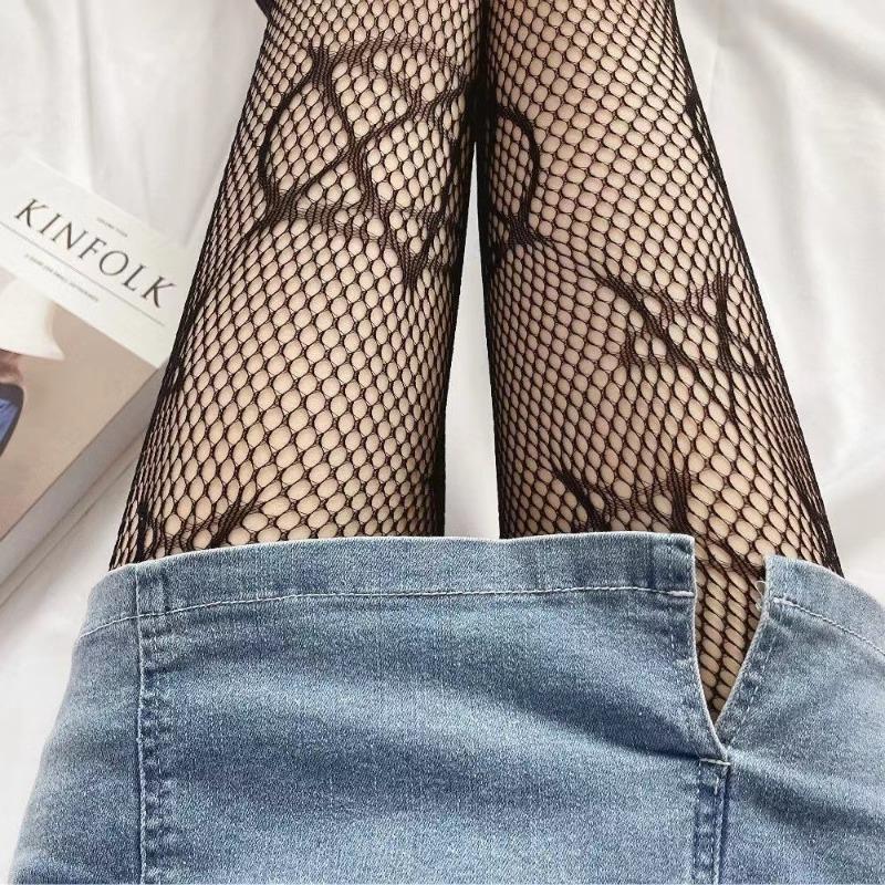 Lolita Girls Søt Pentacle Print Tights Kvinner Sexy Gothic Punk Magisk Femspiss Star Mesh Fish Net Strømpebukse Body Strømper
