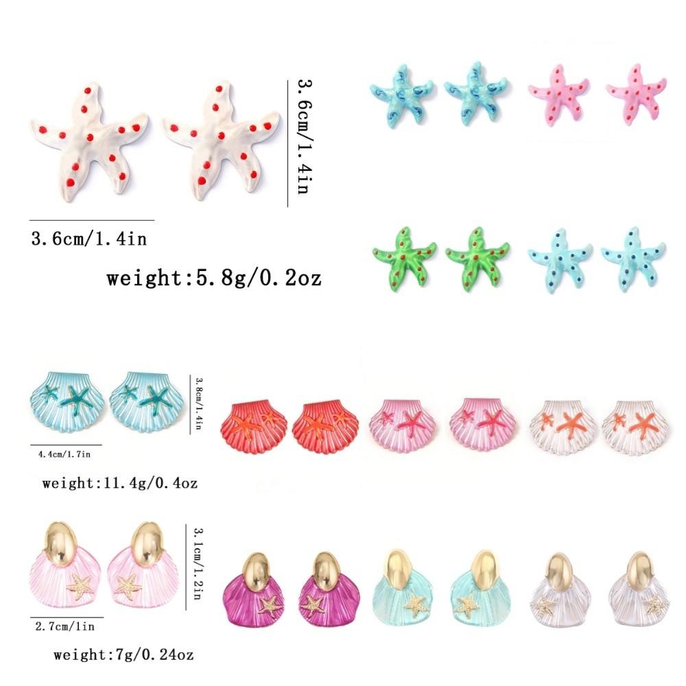 Stainless Steel Shell Earrings Studs Chic Starfish Earrings Trendy Ocean Style Ear Studs Holiday