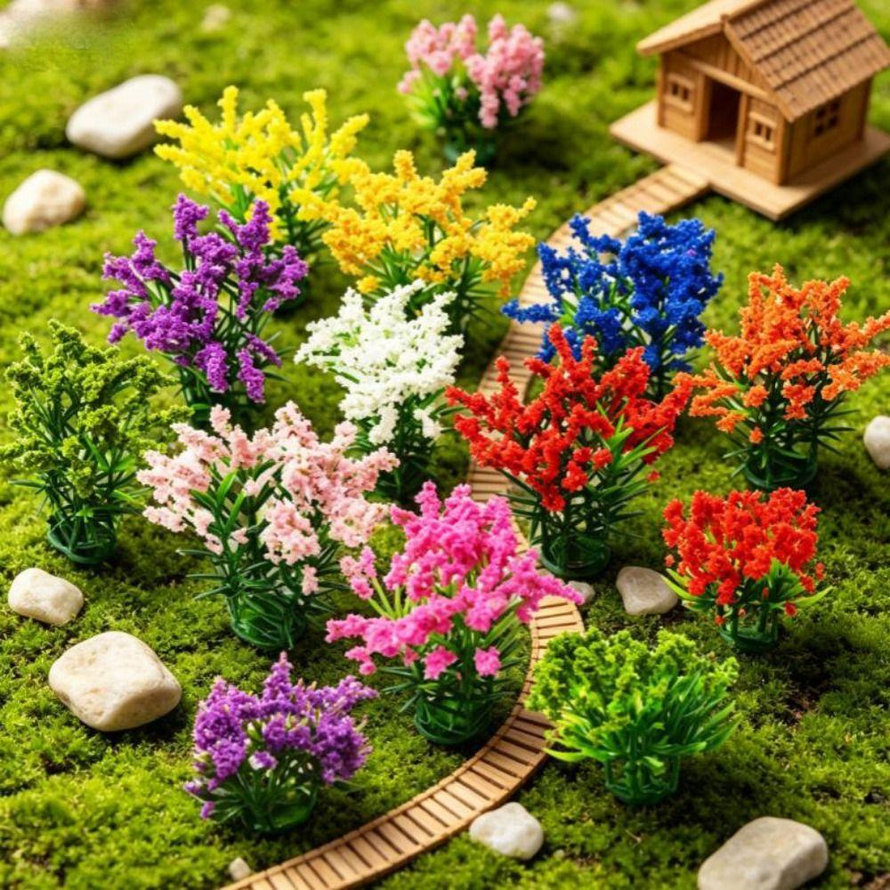 5pcs Mixed Colorful Miniature Flower Cluster Plastic Outdoor Scene Materials New Sand Table Model