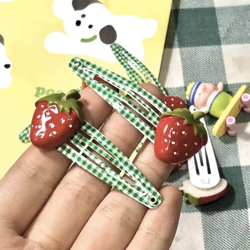 2-Pack Fruit Hair Clip Small Metal Snap Hairpins for Women Kids Toddlers Girls