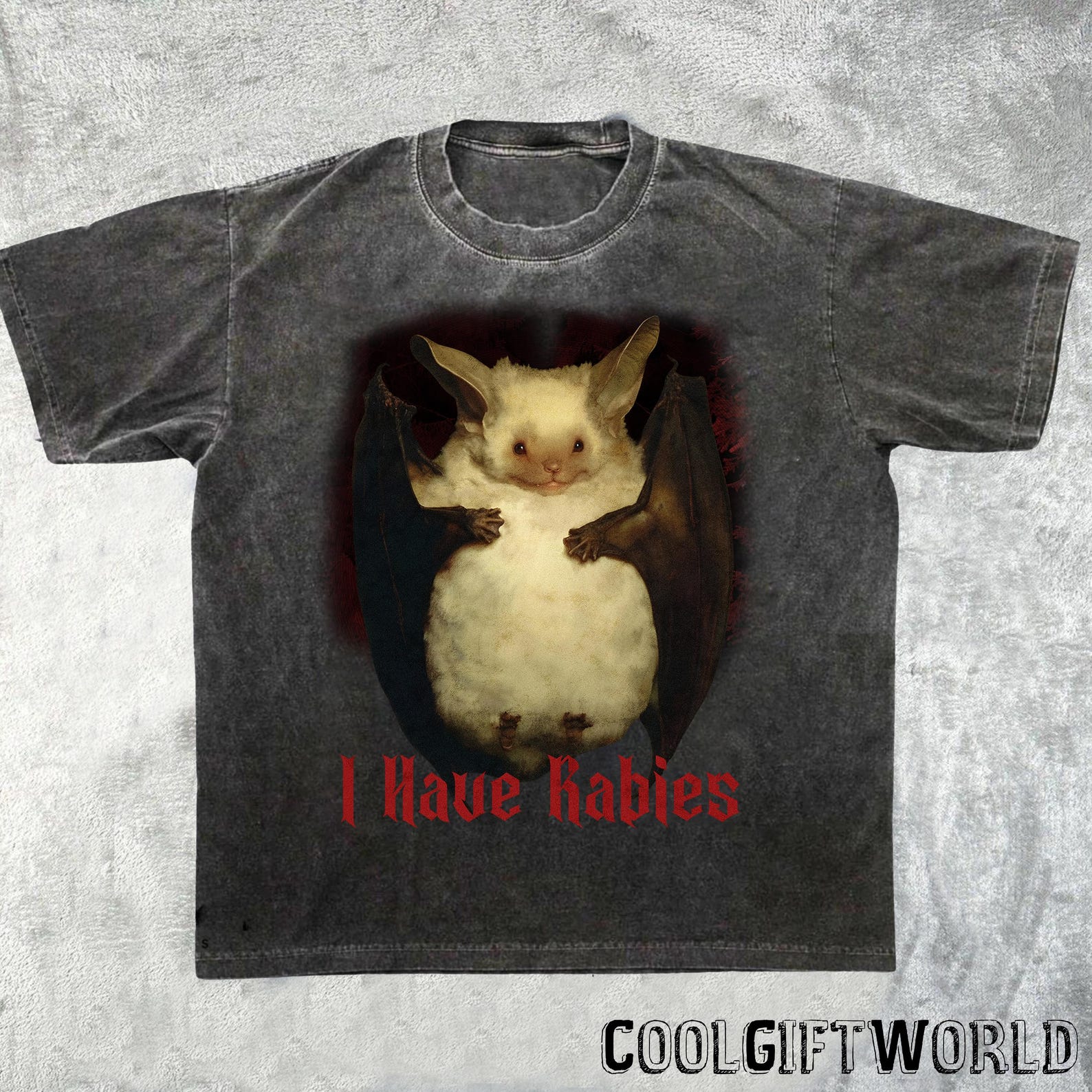 I Have Rabies Bat Shirt, Grunge Y2K Vintage Unisex T-Shirt, Unhinged Meme, Weird Dark Humor S