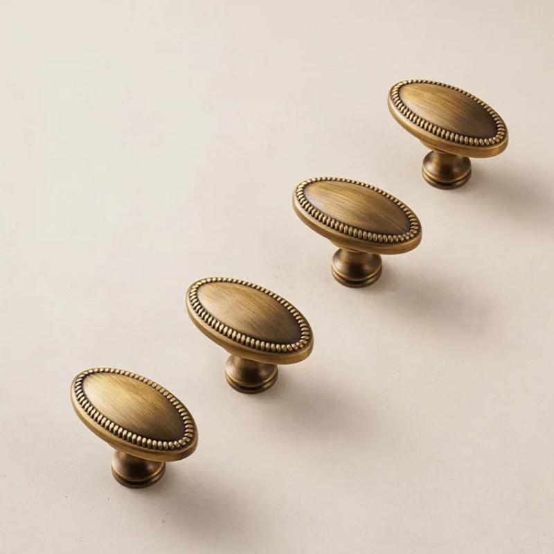 Solid Brass Furniture Handles French Vintage Design High Quality Knobs Cabinet Drawers T-bar Handle Wardrobe Bedroom Door Pulls