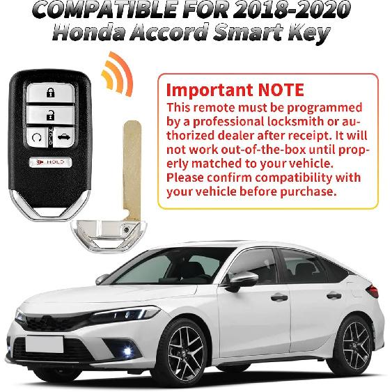 ABUDU fit for 2018- Honda 10th Gen Accord Smart Key Remote Key Fob 433MHz 4A Chip 4 +1 Buttons FCC ID: CWTWB1G0090