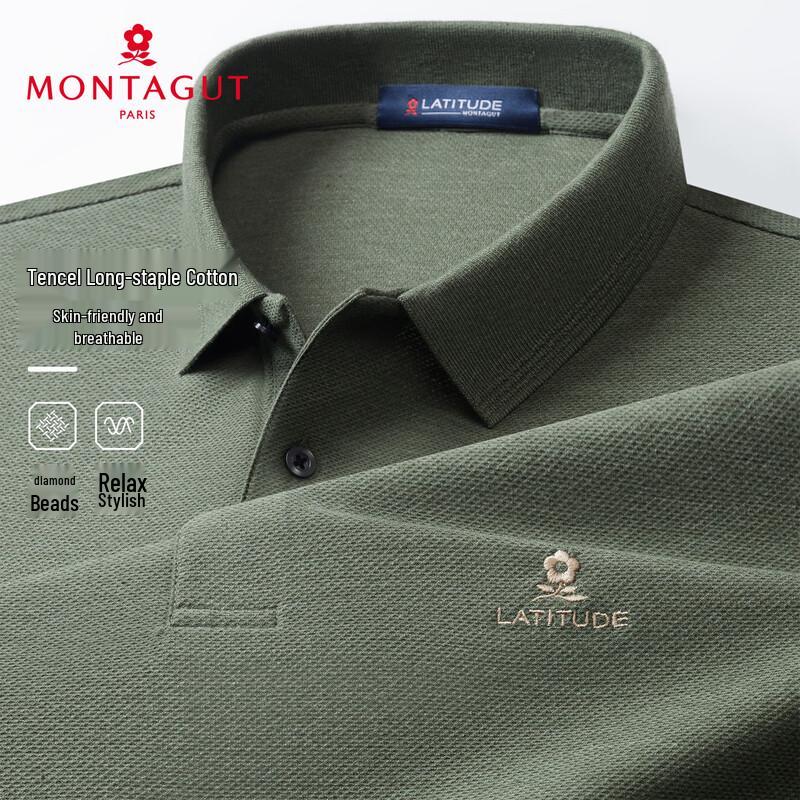 MONTAGUT Men's Tencel Blend Short Sleeve Polo Shirt