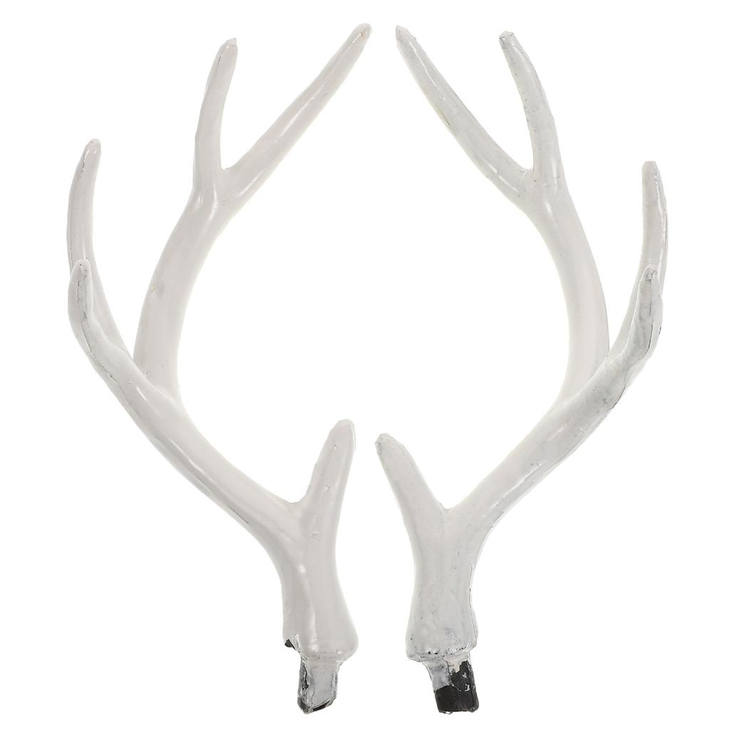 1Pair White Deer Antlers Realistic Christmas Props 17Cm DIY Holiday Decorations Cosplay Party Accessories Headband