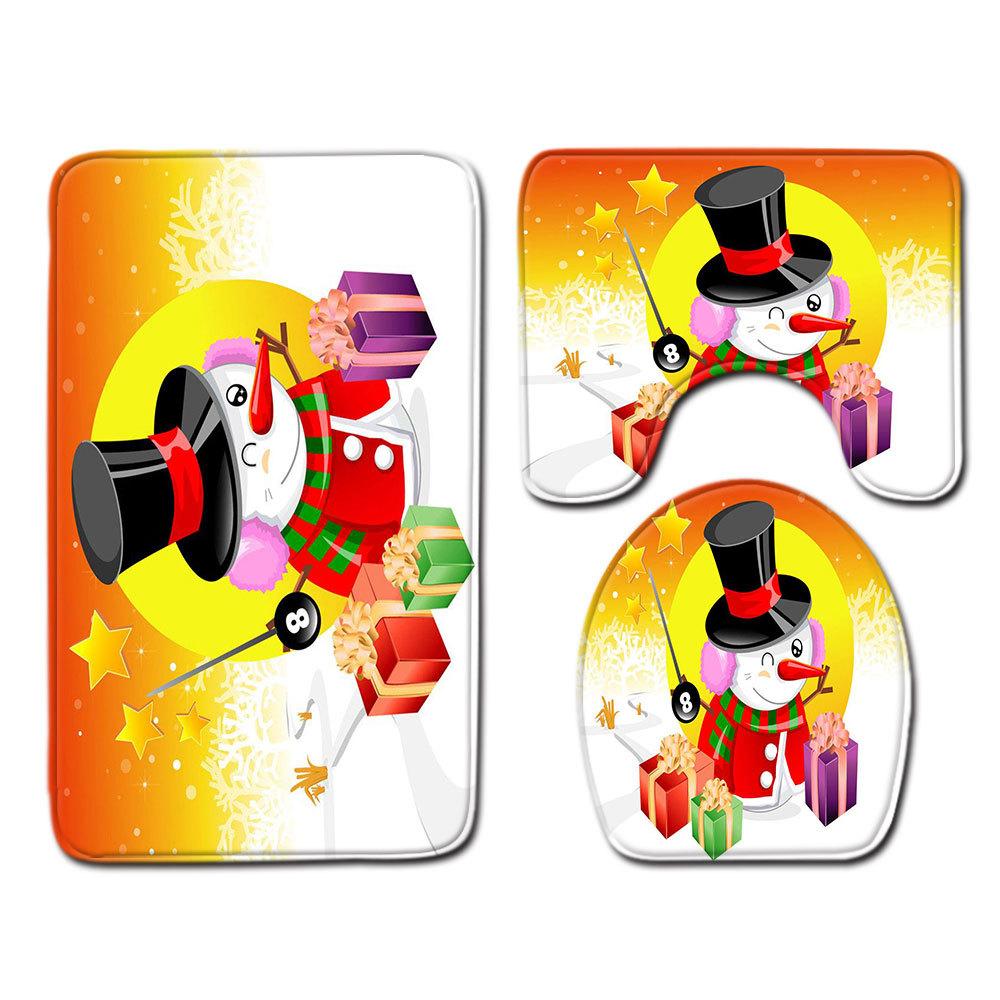 Christmas Bathroom Floor Mat Toilet Three-Piece Set