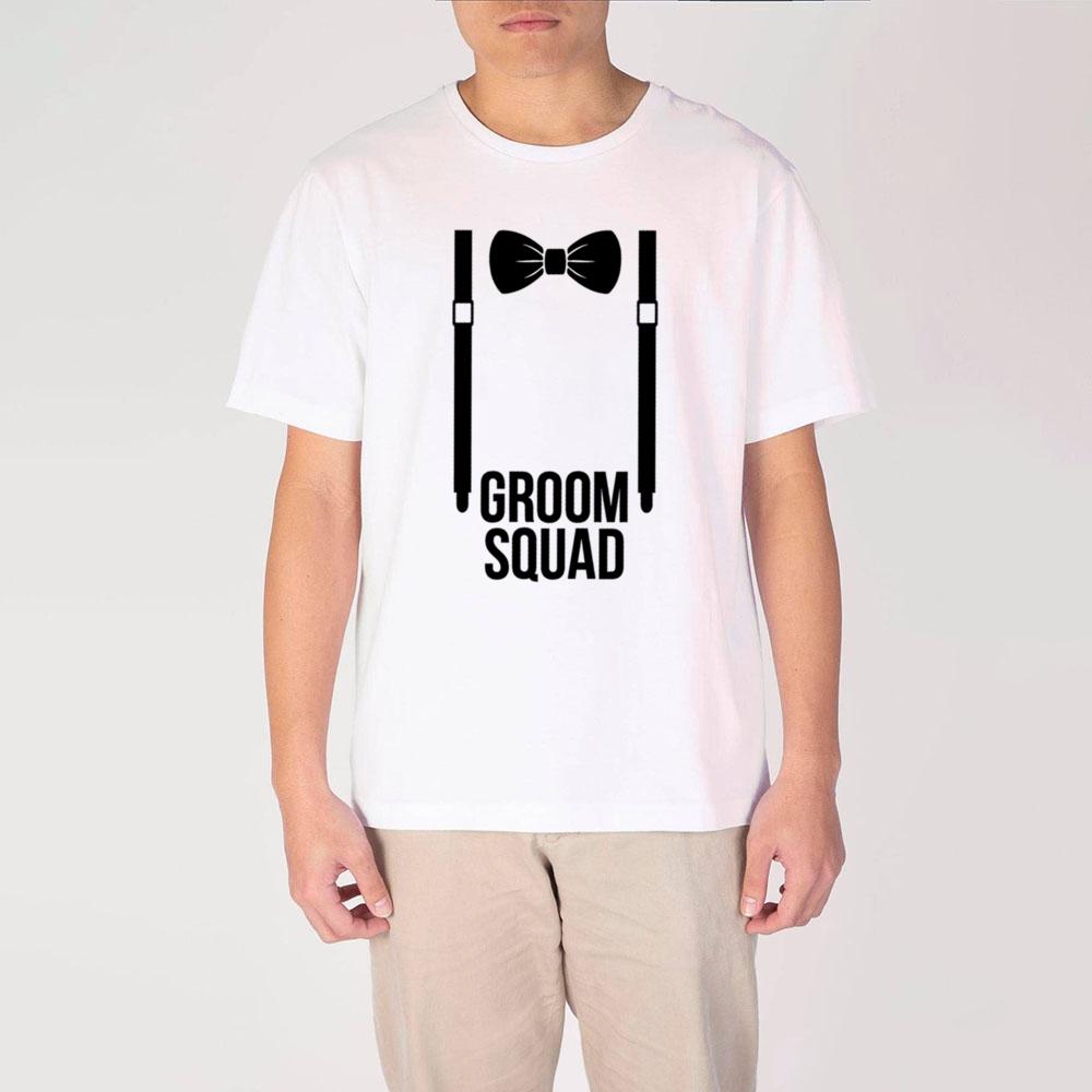 GroomgroomsUnisex Pattern Print Tshirt Short Sleeve Casual Top Round Neck Loose Comfortable Tees Wedding Commemorative Gift