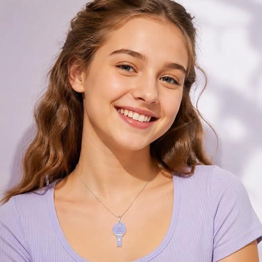 BTS Light Stick Necklace Purple Full Rhinestone Army Bomb Pendant Silver Chain K-Pop Idol Fan Merchandise Jewelry Gift for Women and Girls Trend