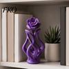 Platzsparende Schreibtischdekoration 3D-gedruckte Rosen-Skulptur, Hohlvase Blumenkunst-Figur mit matter Oberfläche, Künstlerische Blumenskulptur Minimalistisch
