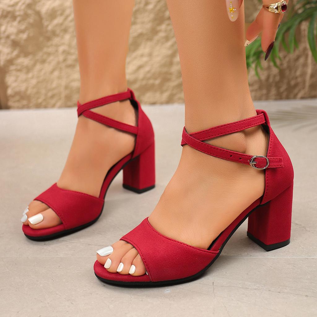 Women Sandals Fantasy Style Chunky Heel Sandals Women Fashion Summer Shoes All-Match Buckle Strap High Heels Shoes for Women