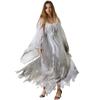 Women Gossamer Ghost Costume Gothic Victorian White Fancy Dress