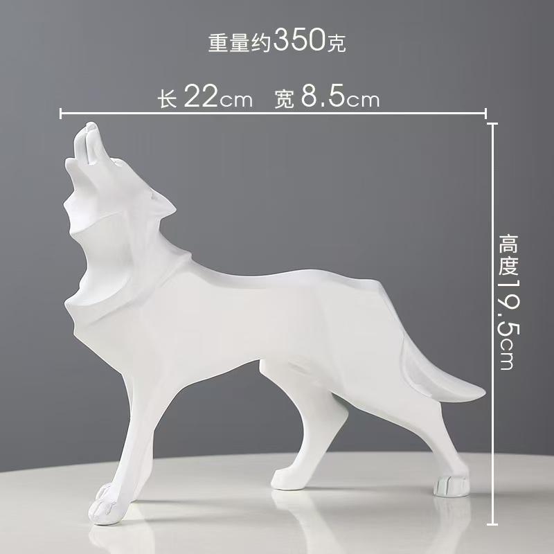 Modern Abstract Wolf Figurine - Geometric Animal Statue for Home or Office Resin Wolf Sculpture Handicraft