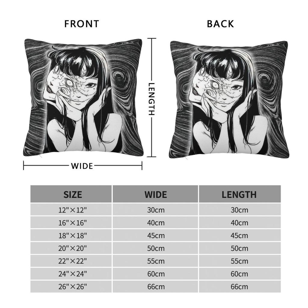Tomie Anime Square Pillowcase Pillow Cover Cushion Throw Pillow for Home Sofa Living Room