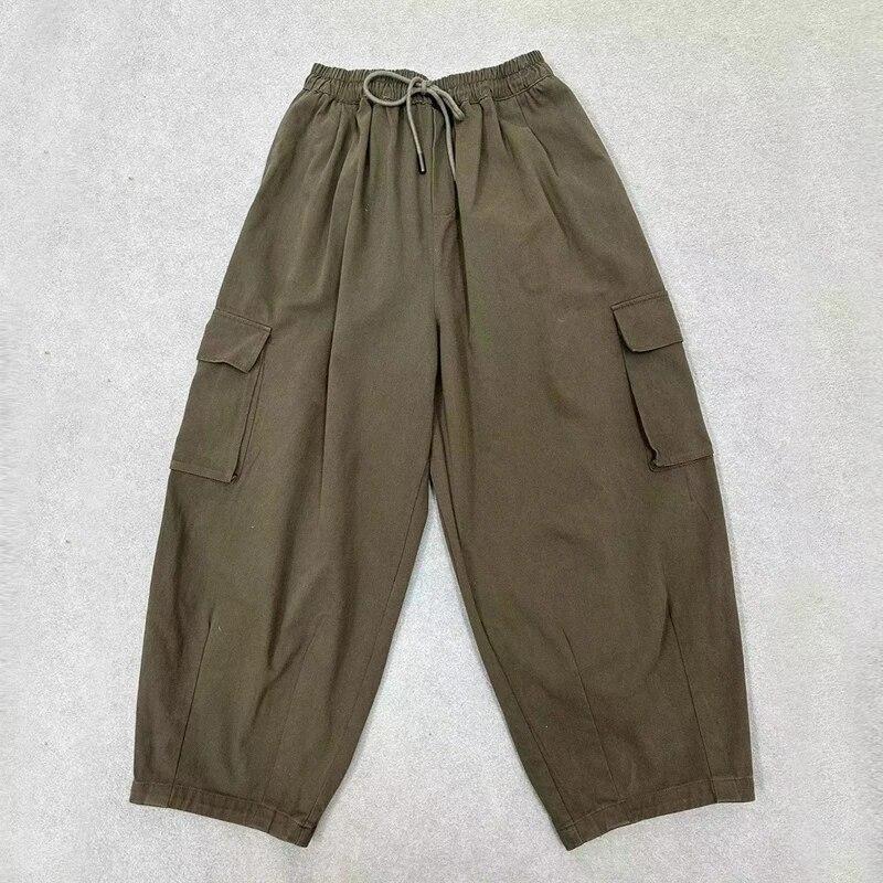 Johnature Spring Minimalist Classic Solid Color Drawstring Elastic High Waisted Casual Pants Women Workwear Pockets Harlan Pants