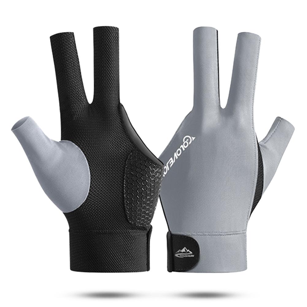 Open Finger Billiard Gloves Antiskid Polyester Snooker Billiards Gloves Adjustable Sticker Smooth Soft Portable Amateur Training