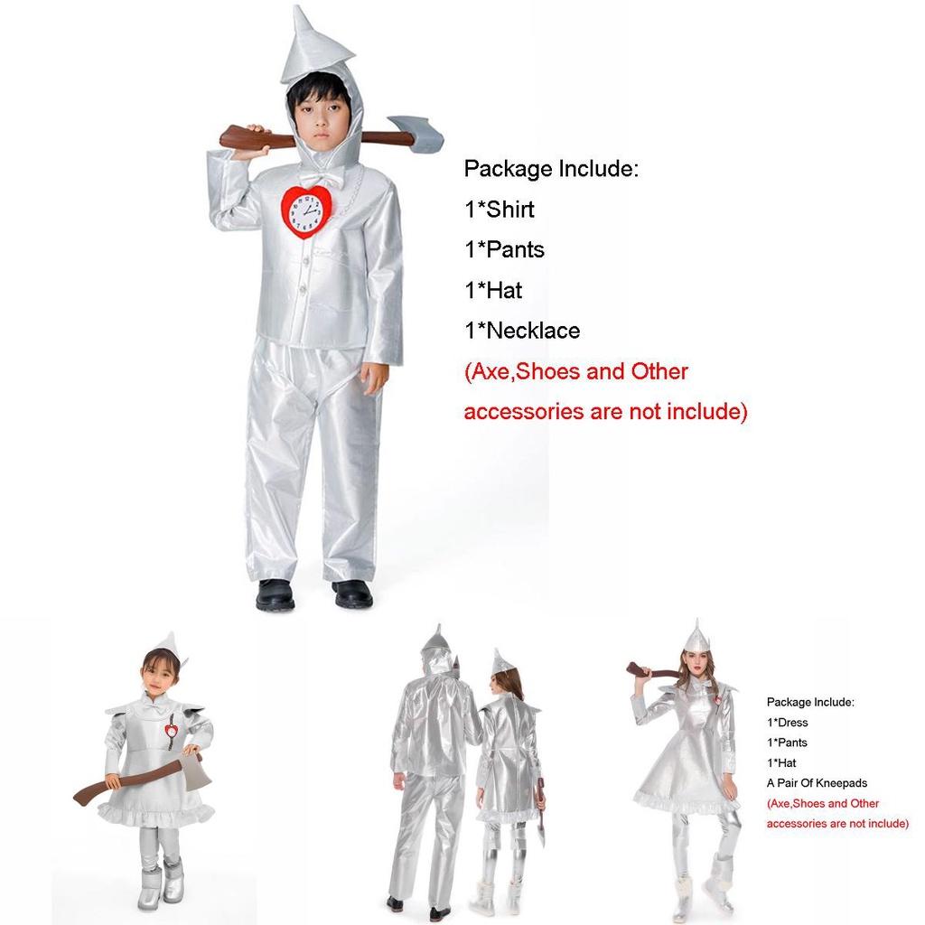 Enchanting Wizard Of Oz Tin Man Cosplay Costume For Adults And Kids In Silver